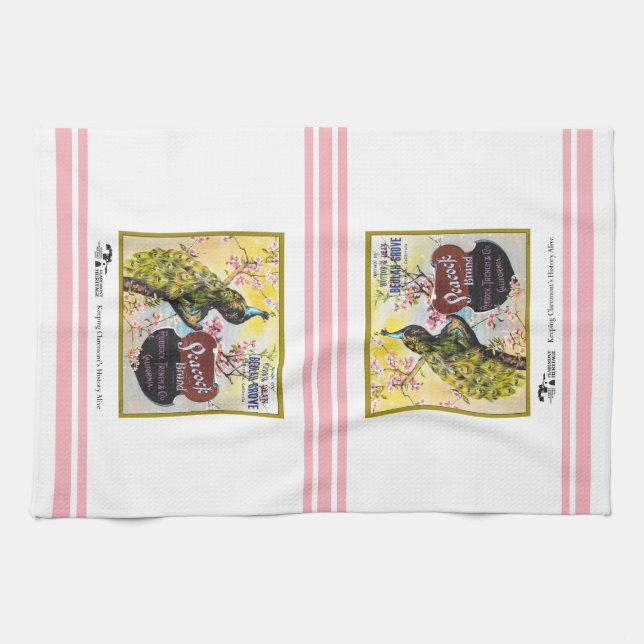 Küchentücher - Etikett für Pfauenfruchtkästen (Horizontal)