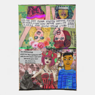 Küchentücher mit Geschirr