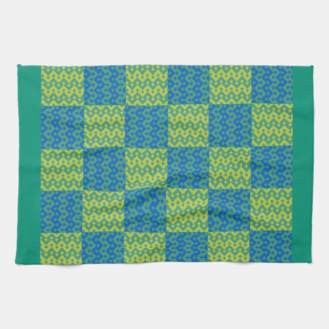 Küchentücher oder Teetücher Smaragd, blaue Patchwo (Horizontal)