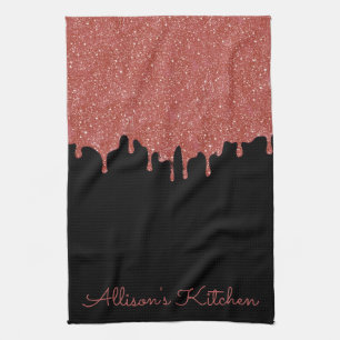 Küchentücher Rosa Glitzer Tropfen Personalisiert