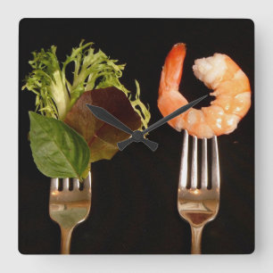 Küchenuhr für Foodies Quadratische Wanduhr