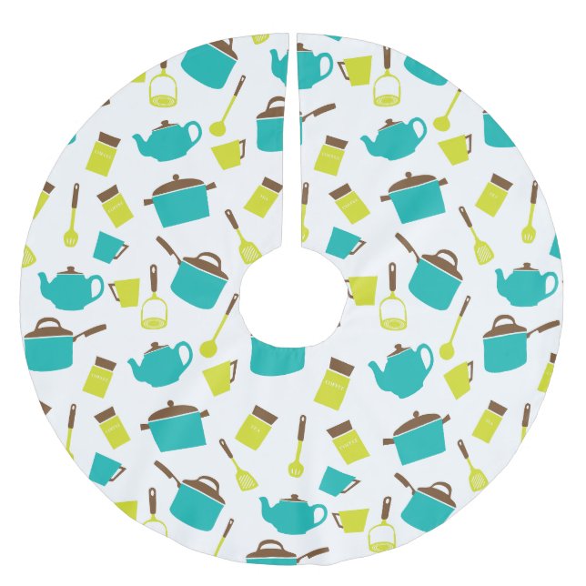 Küchenutensilien, Kochgeschirr, Geschirr, Küchenge Polyester Weihnachtsbaumdecke (Vorderseite)