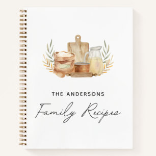 Küchenutensilien Lebensmittel Wasserfarben Rezeptb Notizbuch