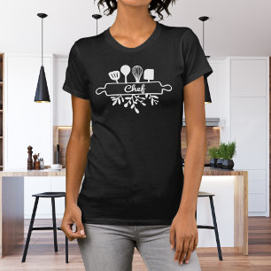 Küchenutensilien-Linienkunst für Chefs T-Shirt