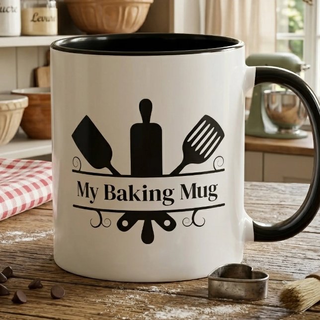 Küchenutensilien-Monogramm Tasse (Kitchen Utensils Monogram Mug)