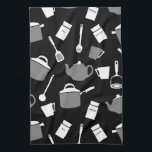 Küchenutensilien und Kochgeschirr | Schwarz-weiß & Geschirrtuch<br><div class="desc">Moderne Küchenstadt mit einem lustigen und skurrilen Küchenutikmuster in einer modernen schwarz-weißen Farbpalette mit grauen Akzenten. Eine stilvolle, lustige und skurrile Ergänzung zu Ihrer Küchentücher-Kollektion, ein durchdachtes, modernes Zuhause-Geschenk für den Koch in Ihrem Leben oder ein stilvolles Küchengeschenk für jeden Anlass. Als Vorlage entworfen, können Sie Ihre eigene gemusterte Küchentücher:...</div>