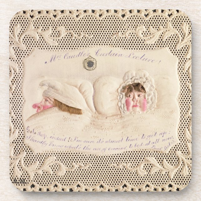 Küchenvortrag Frau-Caudles, viktorianische Karte Getränkeuntersetzer (Vorderseite)