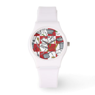 Küchenwerkzeuge Karo Armbanduhr