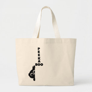 Kuckuck schwarze Katze Süßes minimalistisches Ka Jumbo Stoffbeutel