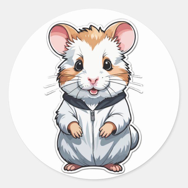 Kudlicher Hamster in Hoodie - Adorable Pet Runder Aufkleber (Vorderseite)
