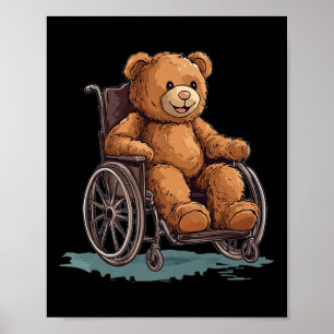 Kudlicher Teddybär im Rollstuhl-Outfit für Jungen Poster