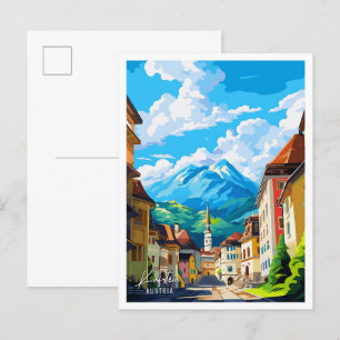 Kufstein Austria Art Vintage Travel Illustration Postkarte