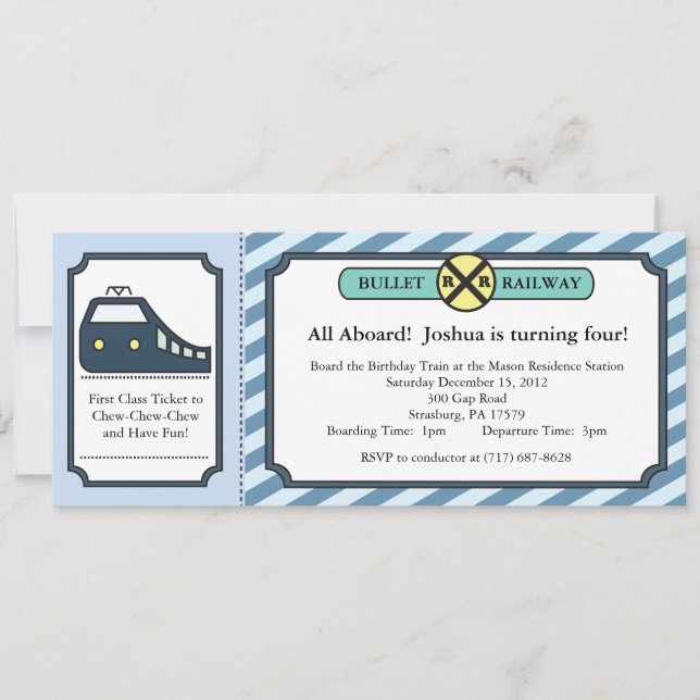 Kugel-Bahnfahrkarte-Einladung Einladung (Vorderseite)