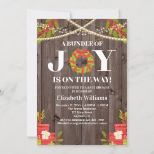 Kugel Joy Wreath Wood Weihnachtsdusche Einladung