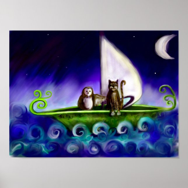 Kugel und Pussycat Quirky-Illustration Poster (Vorne)