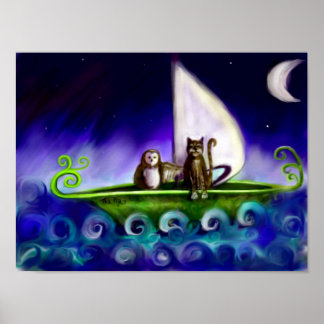 Kugel und Pussycat Quirky-Illustration Poster