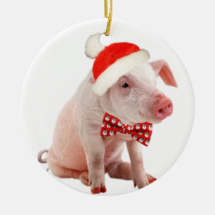 Kugelbauch-Schwein-Weihnachtsverzierung Keramikornament