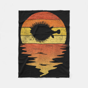 Kugelfisch-Shirt Retro-Sonnenuntergang 70er Vintag Fleecedecke