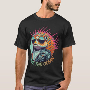 Kugelfisch und gefleckter Fisch mit Sonnenbrille T-Shirt