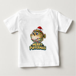 Kugelfisch Weihnachtsmann Hut Weihnachtsbeleuchtun Baby T-shirt
