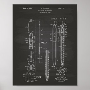 Kugelschreiber 1966 Patent Kunst Schultafel Poster