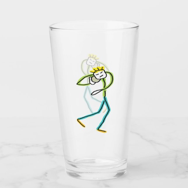 Kugelstoß Stickman Glas (Vorderseite)
