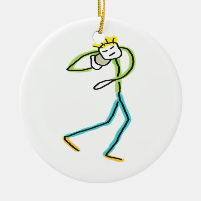 Kugelstoß Stickman Keramik Ornament (Vorne)