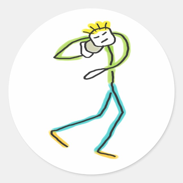 Kugelstoß Stickman Runder Aufkleber (Vorderseite)