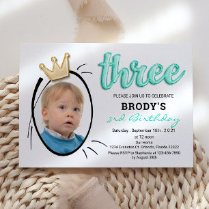 Kugeltyp   Minimalistisches Foto 3. Geburtstag Par Einladung