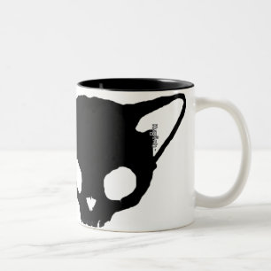 Kuginh™ schwarze Katzen-Schädel-Tasse Zweifarbige Tasse