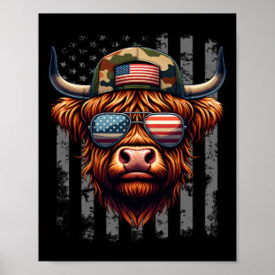 Kuh 4. Juli USA-Flagge Vater Amerika Männer Jungen Poster