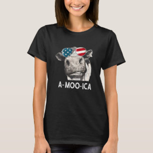 Kuh A Moo Ica Färse Amerikanische Flagge 4. Juli F T-Shirt