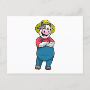 Kuh als Bauer mit Hut Postkarte