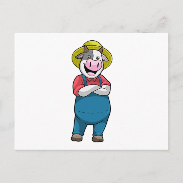 Kuh als Bauer mit Hut Postkarte (Vorderseite)