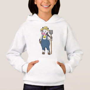 Kuh als Bauer mit Pitchgabel Hoodie