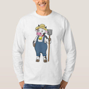 Kuh als Bauer mit Pitchgabel T-Shirt