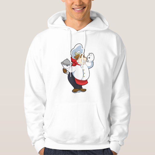 Kuh als Kellner mit Servierplatte Hoodie (Vorderseite)