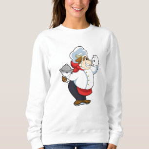 Kuh als Kellner mit Servierplatte Sweatshirt