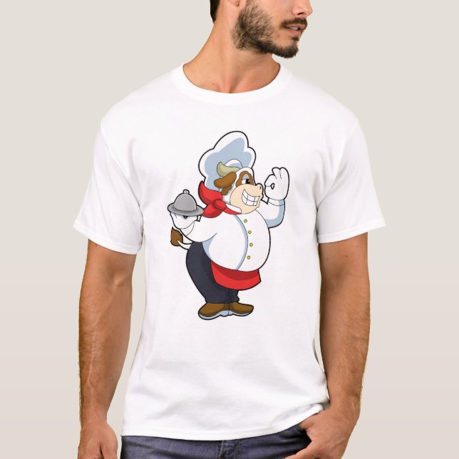 Kuh als Kellner mit Servierplatte T-Shirt (Vorderseite)