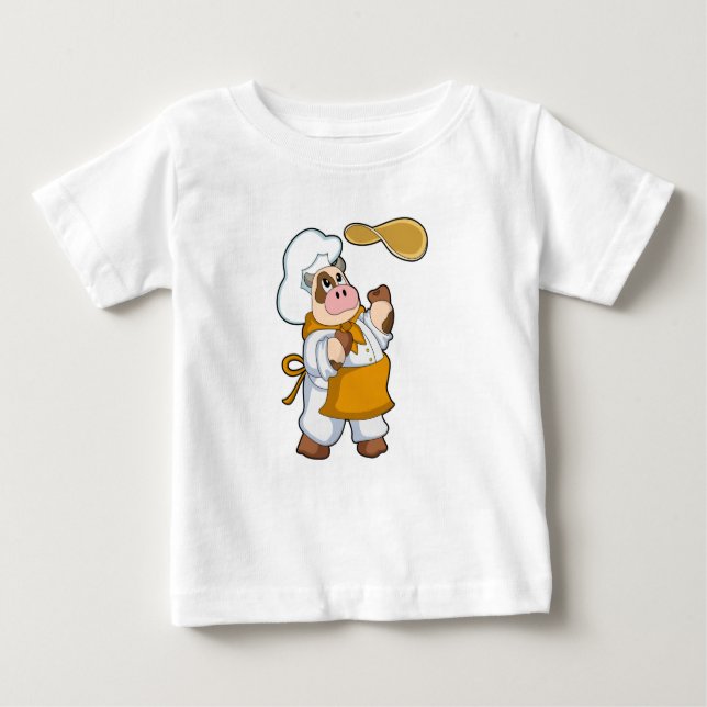 Kuh als Koch mit Teig Baby T-shirt (Vorderseite)