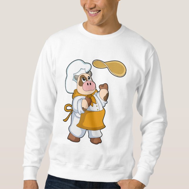 Kuh als Koch mit Teig Sweatshirt (Vorderseite)