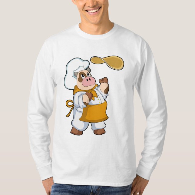 Kuh als Koch mit Teig T-Shirt (Vorderseite)
