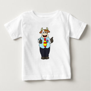 Kuh als Lehrer mit Krawatte Baby T-shirt