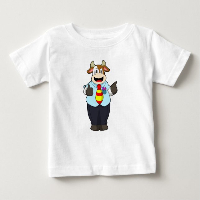 Kuh als Lehrer mit Krawatte Baby T-shirt (Vorderseite)