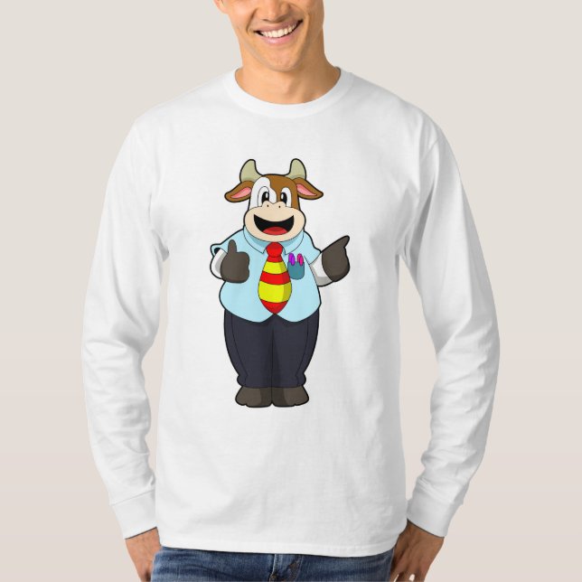 Kuh als Lehrer mit Krawatte T-Shirt (Vorderseite)