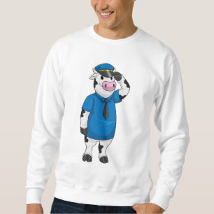 Kuh als Polizeibeamter mit Polizeihut Sweatshirt
