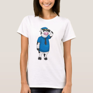 Kuh als Polizeibeamter mit Polizeihut T-Shirt