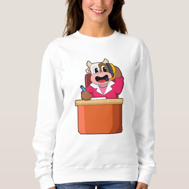 Kuh als Sekretär mit Tabelle Sweatshirt (Vorderseite)