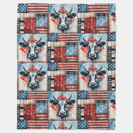 Kuh American Flag Folk Art Fleecedecke