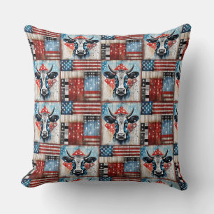 Kuh American Flag Folk Art Kissen